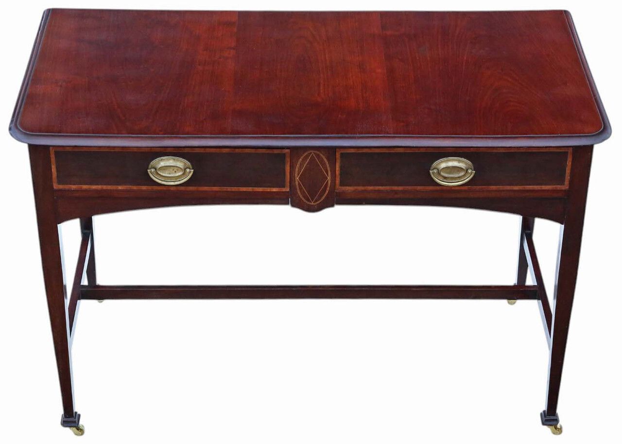 Antique C.1900 Fine Quality Inlaid Mahogany Writing Desk / Dressing Table photo for sale