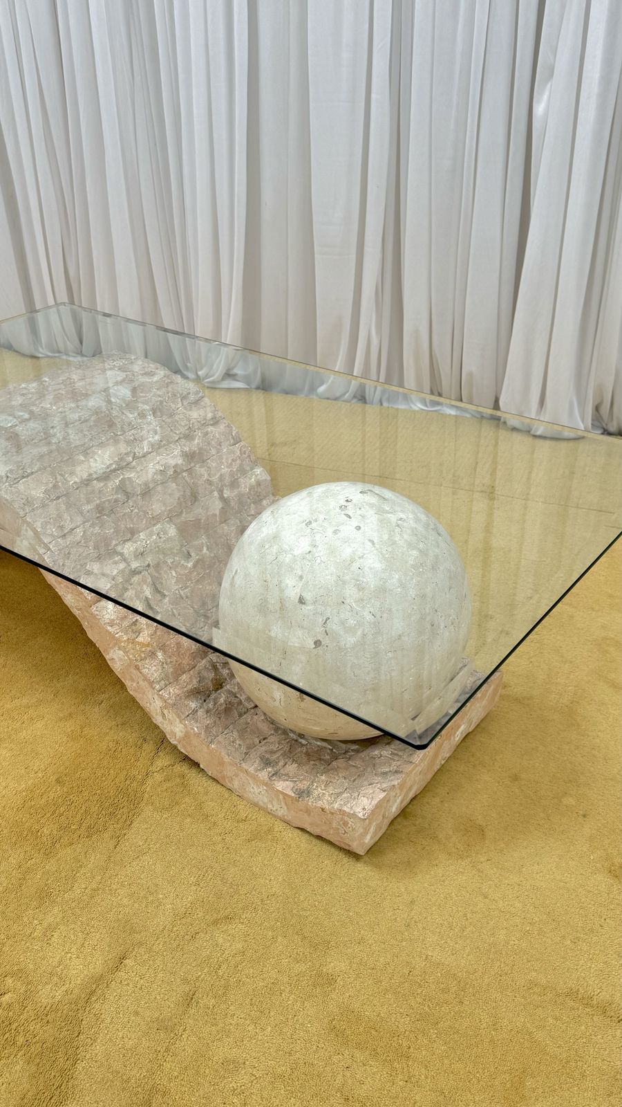 photo for sale Fabulous Mactan Stone Coffee Table By Magnussen Ponte, 1980's. Italy.