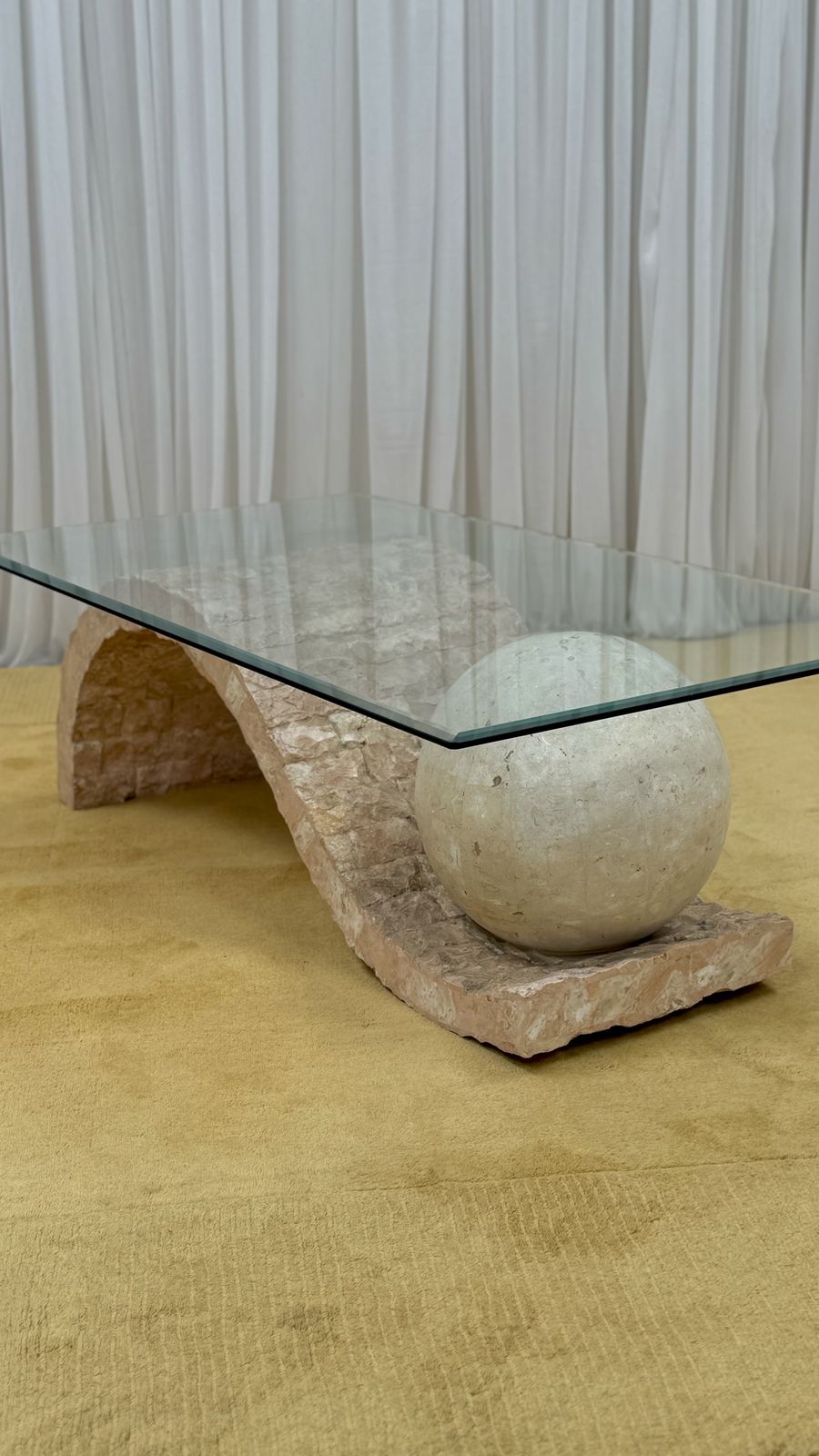 500.0 Fabulous Mactan Stone Coffee Table By Magnussen Ponte, 1980's. Italy. photo