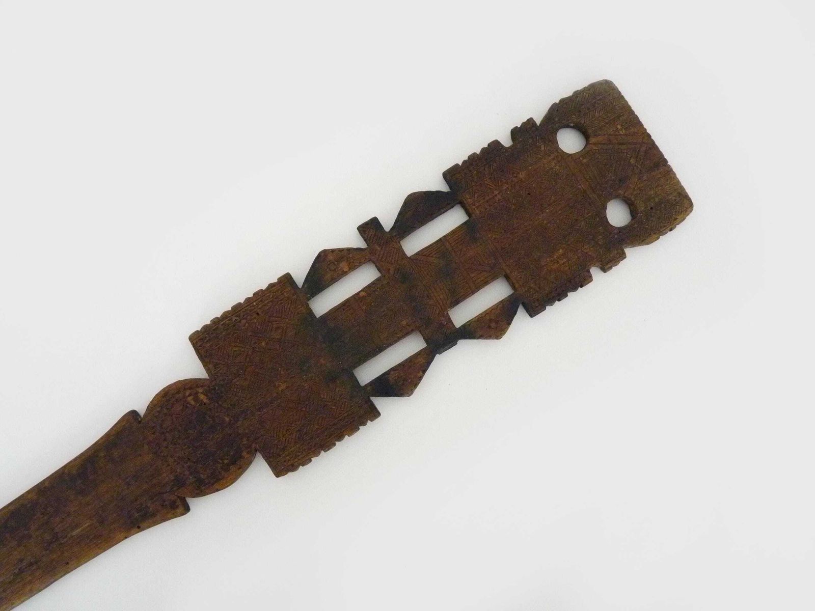 Tuareg Tent Peg From Mauritania, Engraved Wood And Leather, 1950s photo furniture