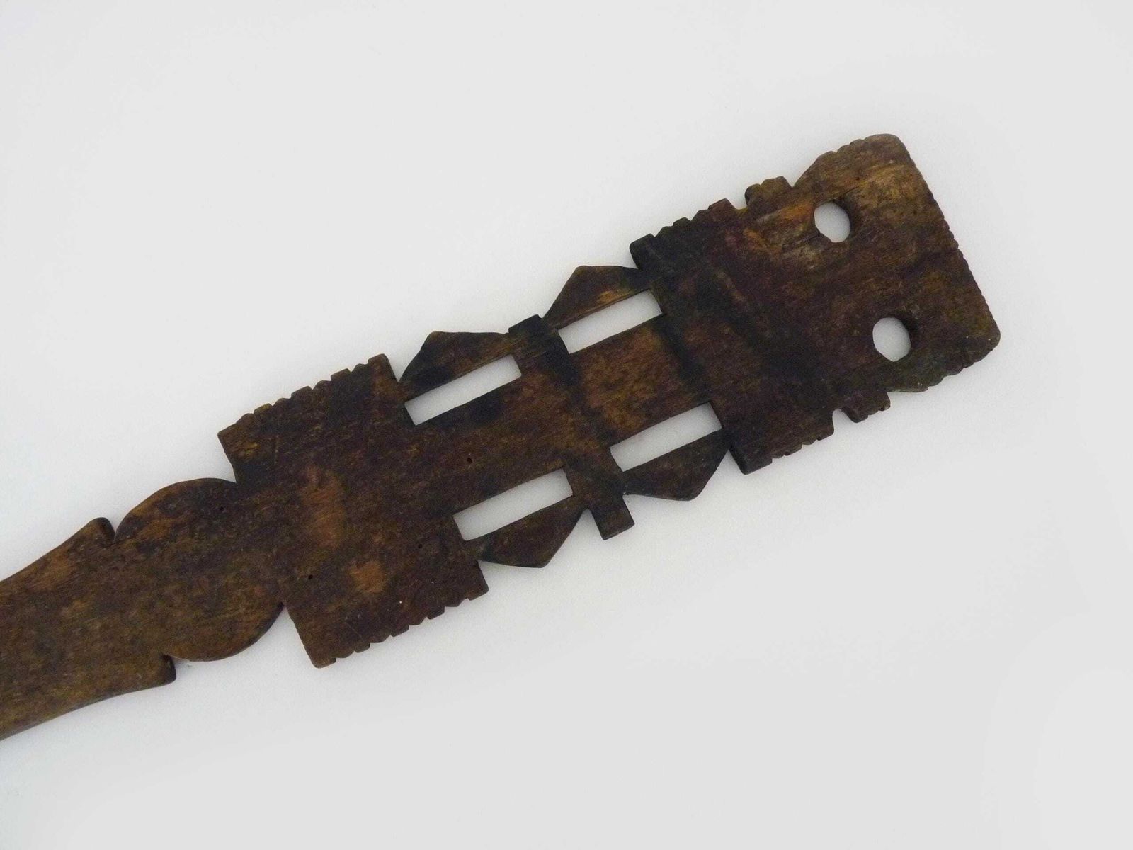 Tuareg Tent Peg From Mauritania, Engraved Wood And Leather, 1950s photo buy