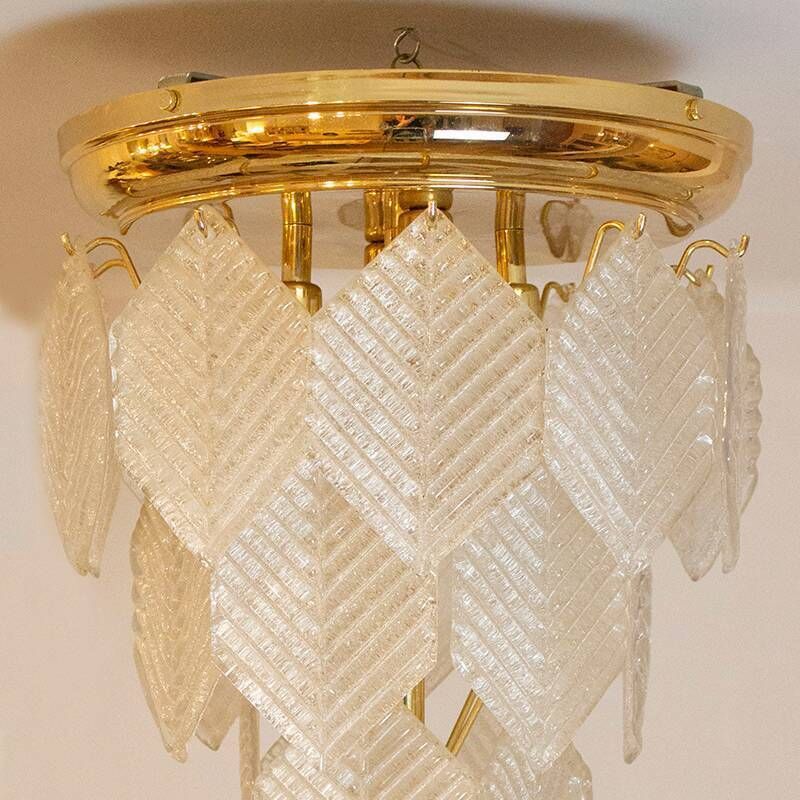 Murano Glass Chandelier With Hexagonal Leaves, Italy, 1960s photo furniture