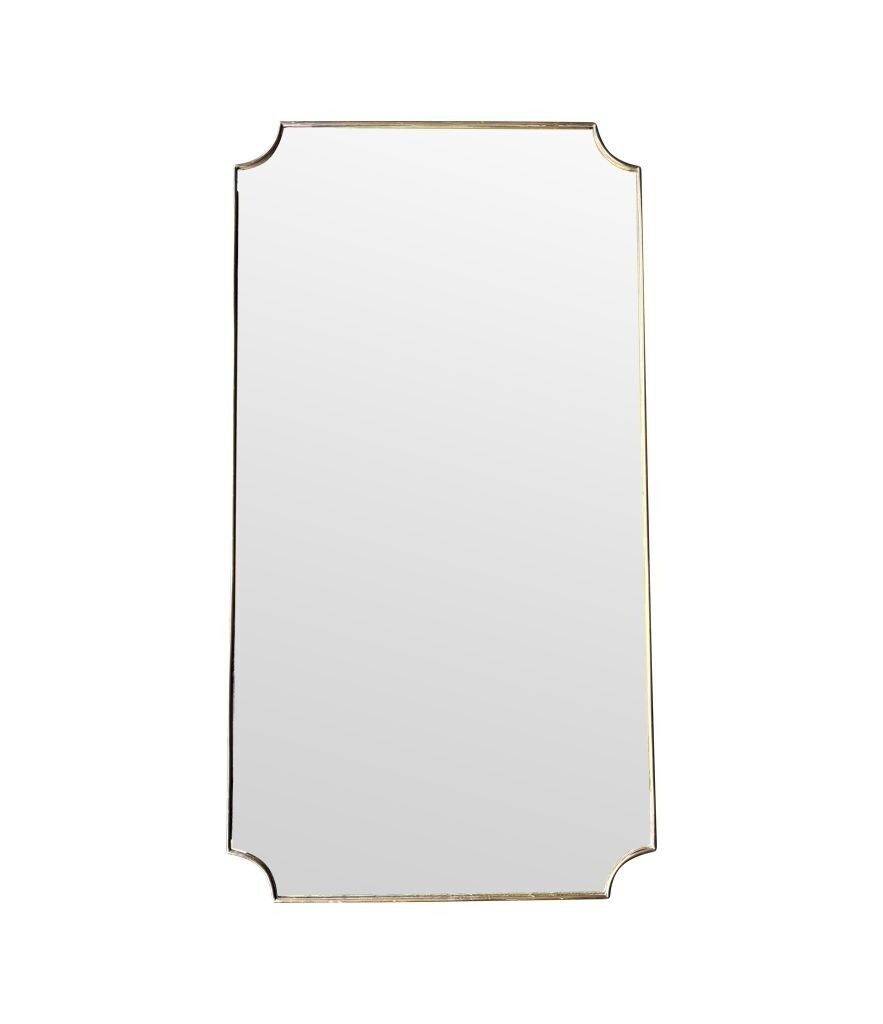A Large Orignal 1950s Italian Brass Framed Landscape Or Portrait Mirror
