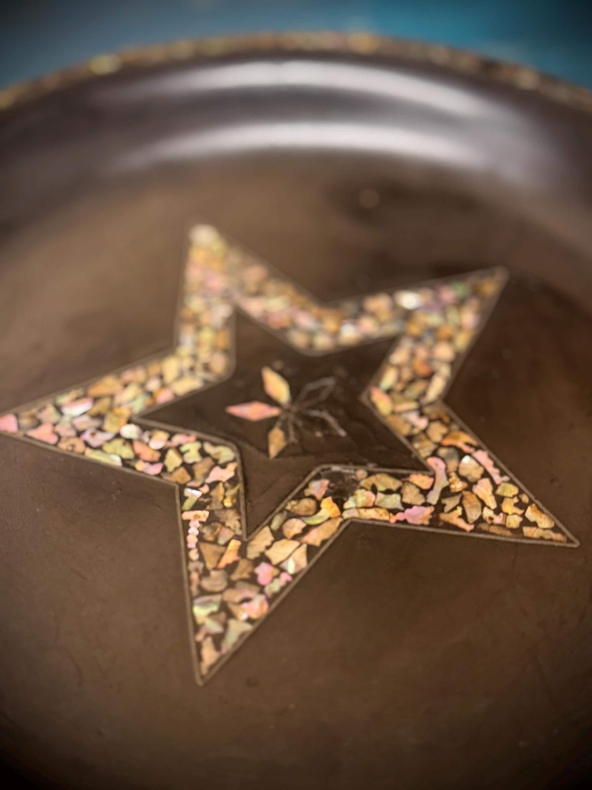 Antique 19th.C Papier Mâché Lacquered Chinese Tray Plate Bowl /Decorative Plate Mother Of Pearl B photo for sale