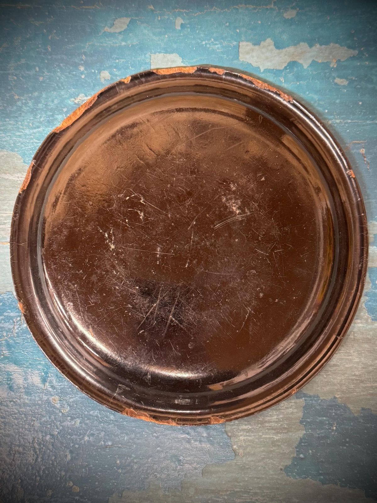 Antique 19th.C Papier Mâché Lacquered Chinese Tray Plate Bowl /Decorative Plate Mother Of Pearl B photo 65.0
