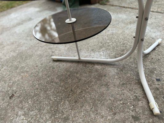 Coffee Oval Table With Metal Legs And Smoky Glass Top, 1990s photo for sale