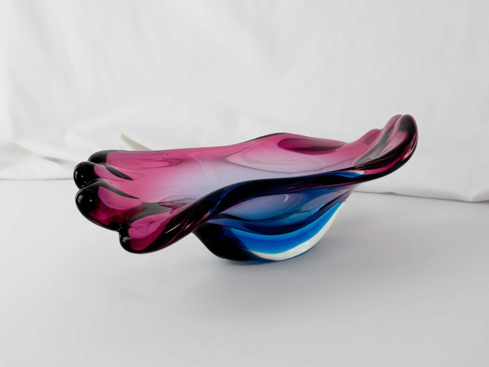 Pink And Purple Murano Italian Vintage Mid Century Art Glass Dish, 1960's   Mid Century Home Decor photo vinterior