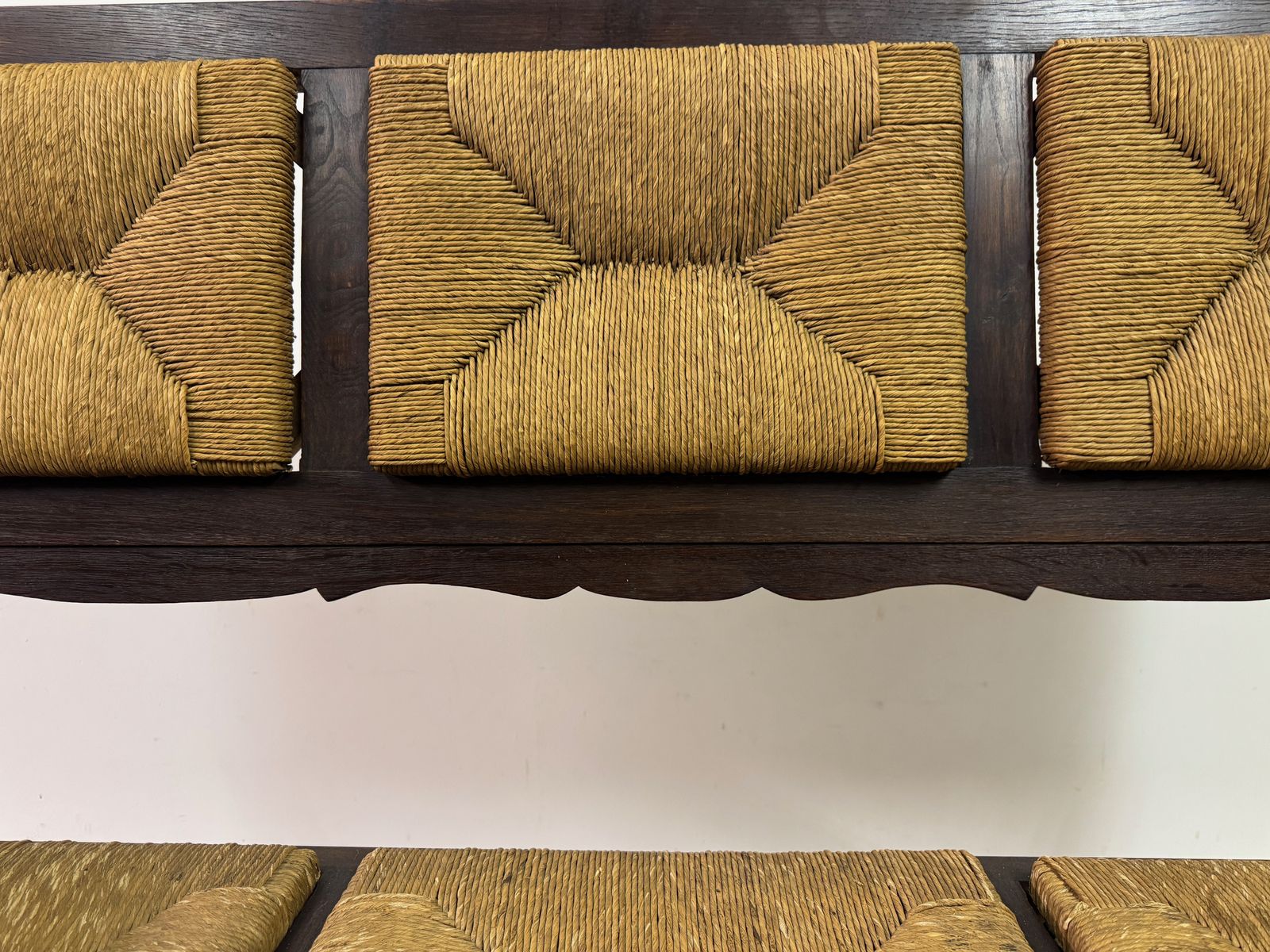 1950s French Rush Seat Bench In The Style Of Charles Dudouyt photo for sale