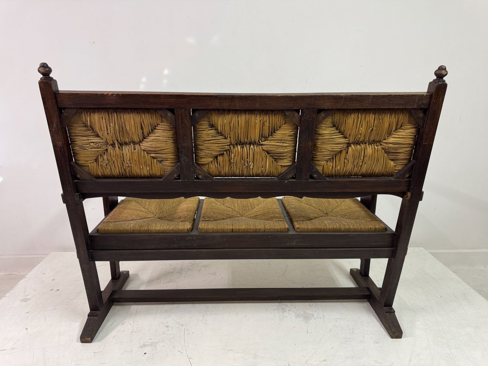 1950s French Rush Seat Bench In The Style Of Charles Dudouyt photo buy