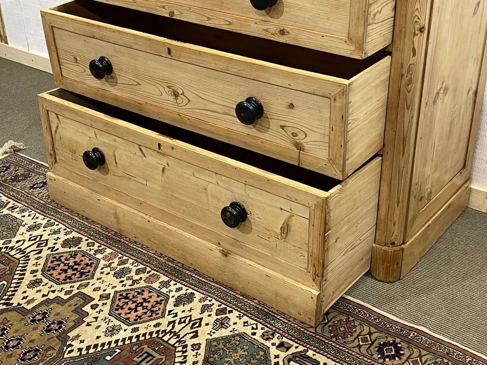 19th Century Victorian Chest Of Drawers In Fir With Blackened Wooden Knobs photo vinterior