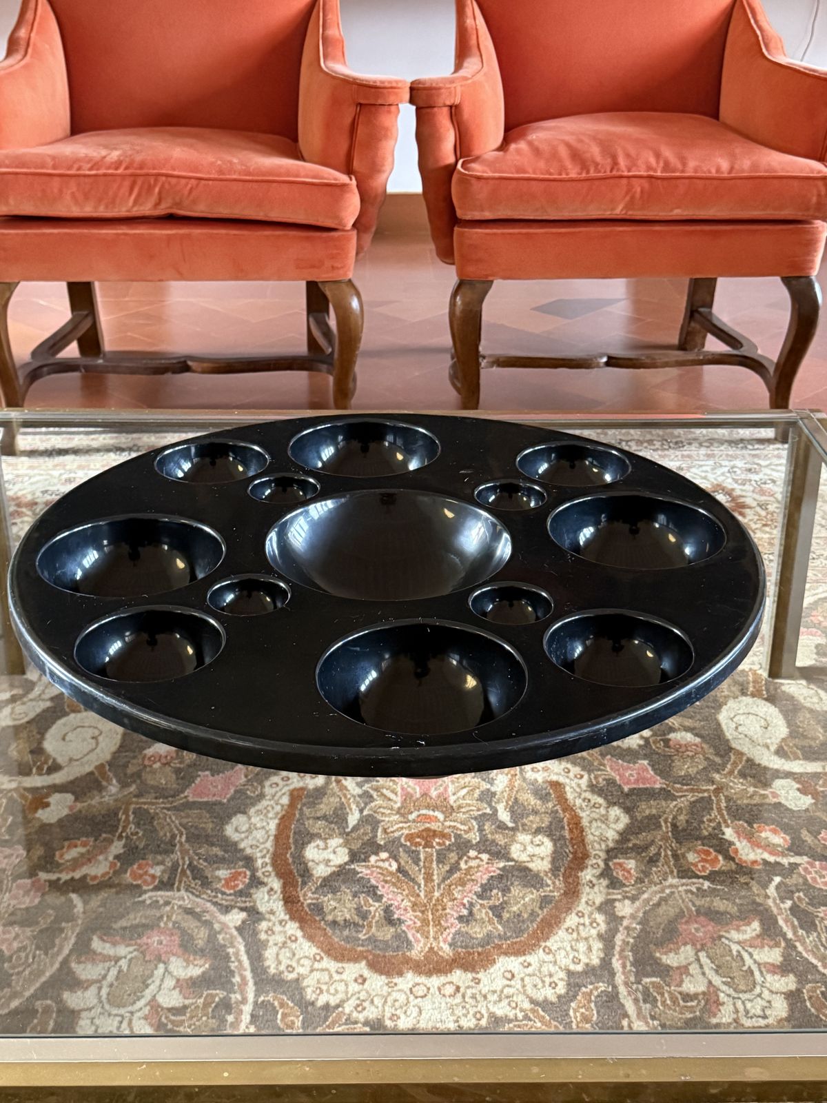photo furniture Space Age Mod. "Something Else" Black Centerpiece, Mario And Marcello Mariotti For Asea, Italy 1970s
