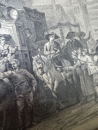 Engraving Antique The Wedding Alsace Gustav Brion Butterworth Black Gold photo vinterior