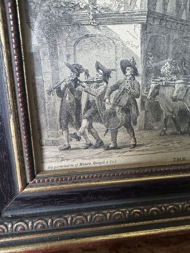 photo vinterior Engraving Antique The Wedding Alsace Gustav Brion Butterworth Black Gold