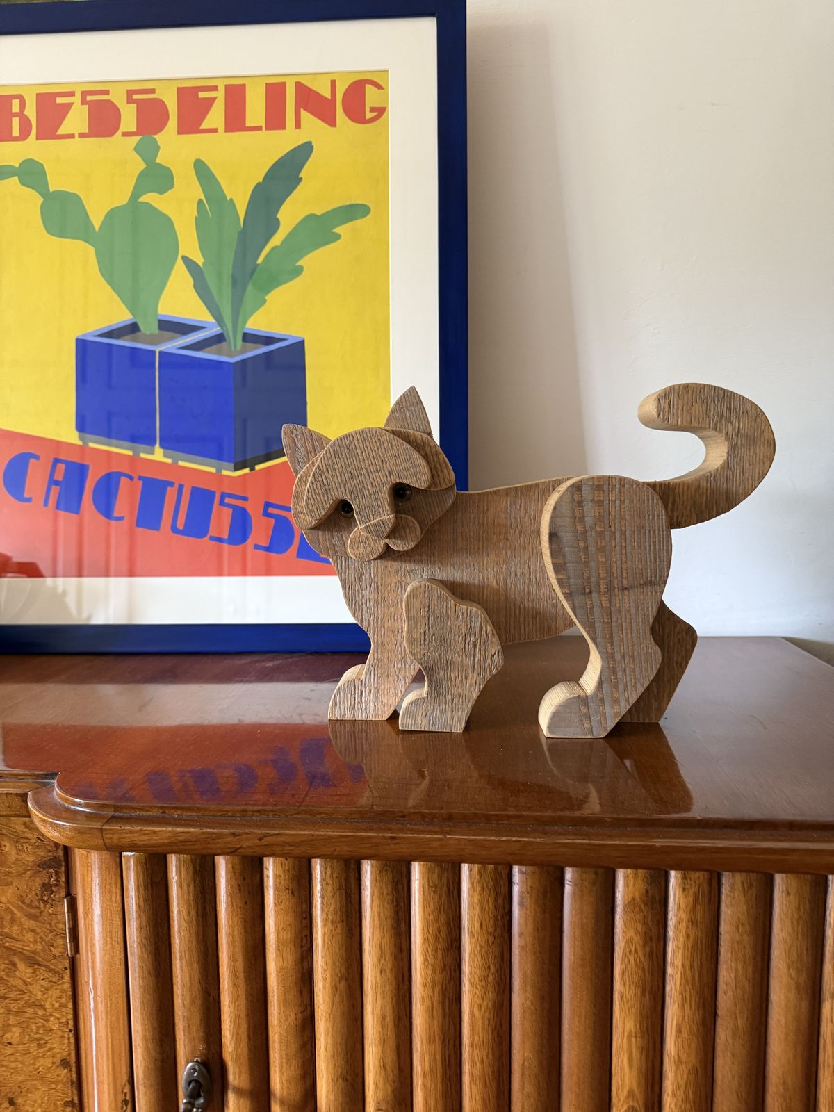 photo buy Bottega Michelangeli, Cat Wood Sculpture, Orvieto Italy 1970s