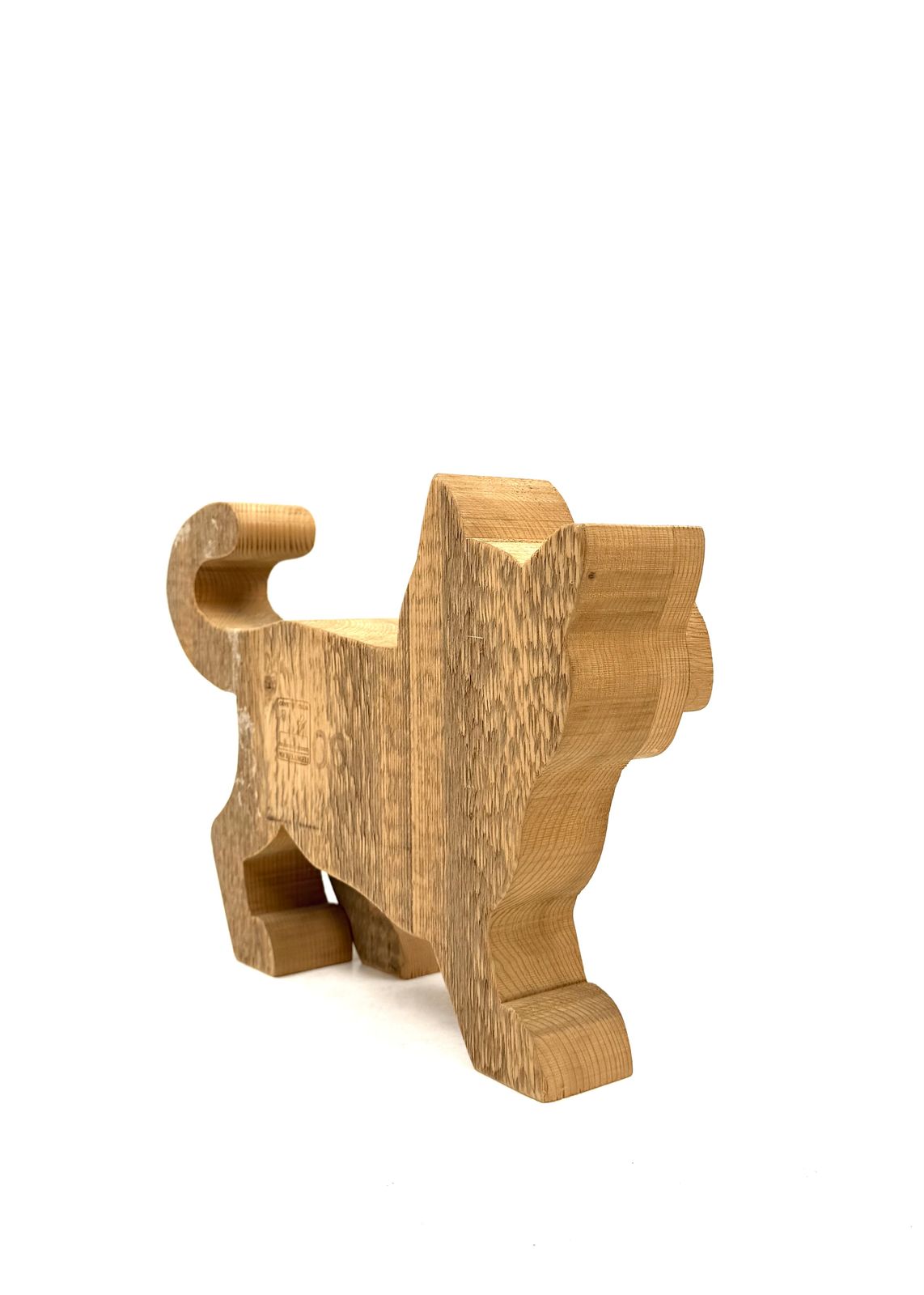 photo vintage Bottega Michelangeli, Cat Wood Sculpture, Orvieto Italy 1970s