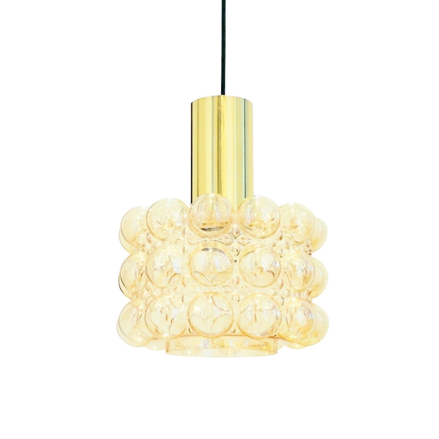 Mid Century Space Age Amber Bubble Glass & Brass Plafondlamp Van Helena Tynell Voor Limburg, Duitsland, Jaren 1960 photo furniture