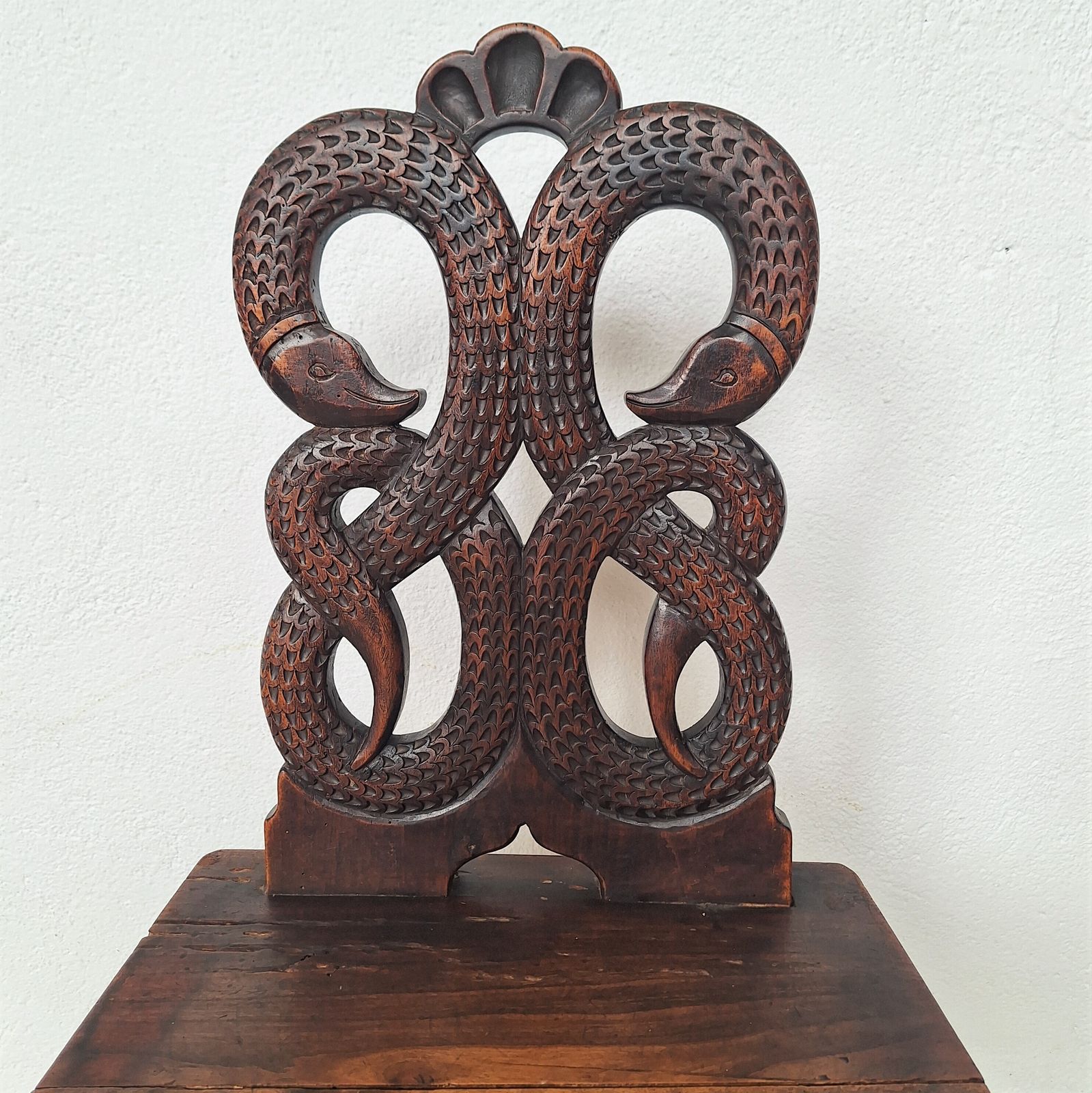 Swiss Alps Folk Art Escabelle Wooden Chair, 1820s photo furniture