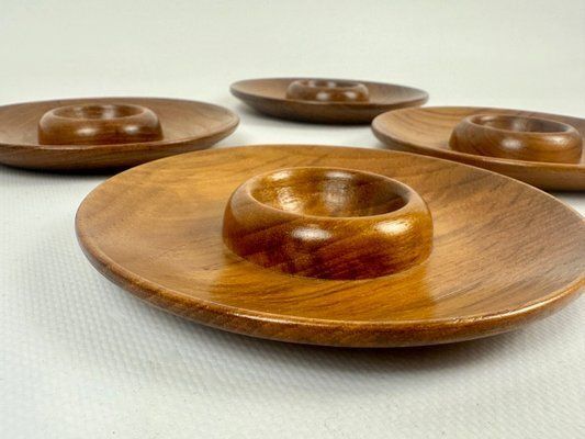 Mid Century Modern Scandinavian Teak Egg Cup By Karl Holmberg For Akta Teak, 1960s, Set Of 4 photo Home Decor