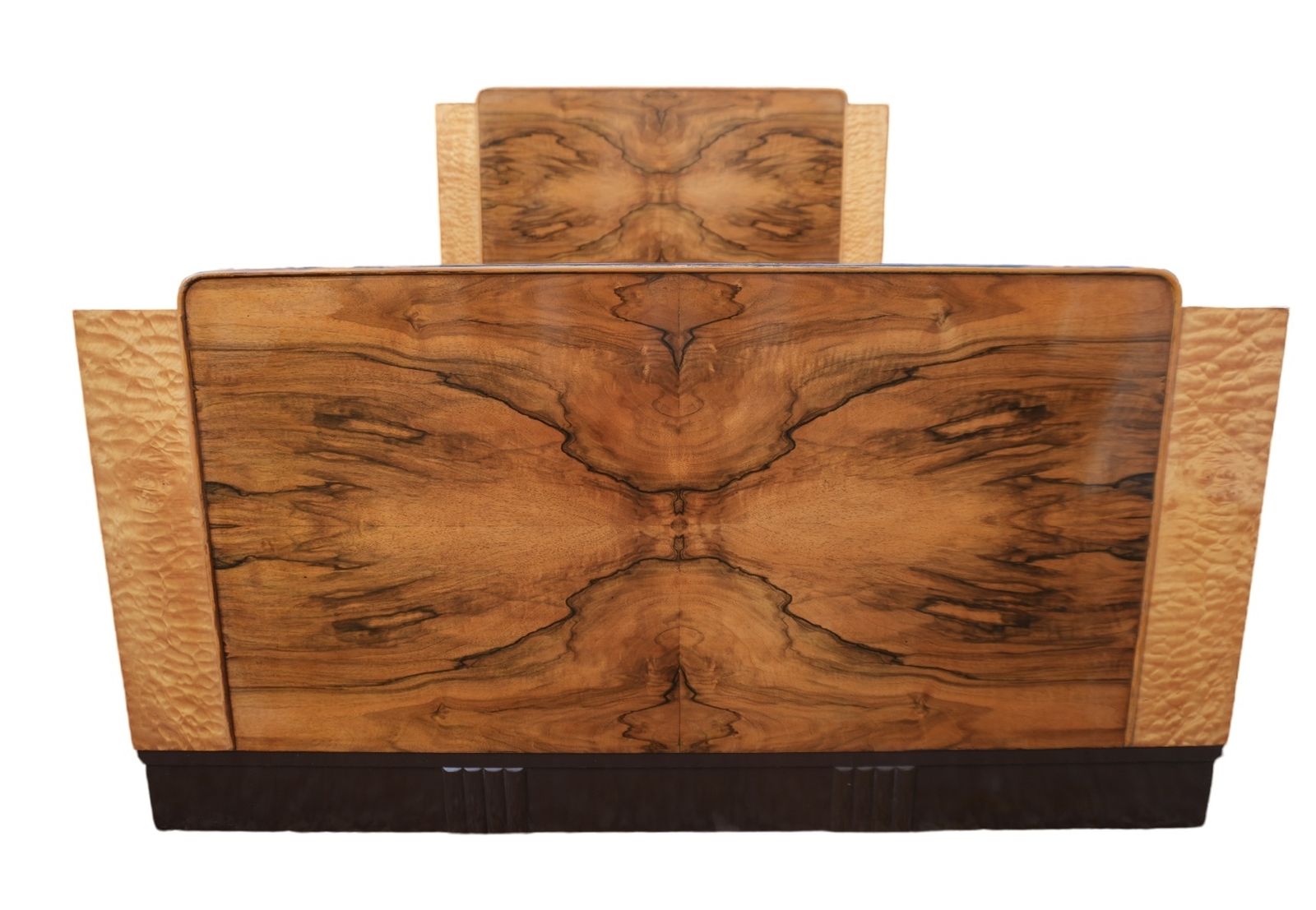 Art Deco Figured Walnut And Maple Double Bed photo for sale