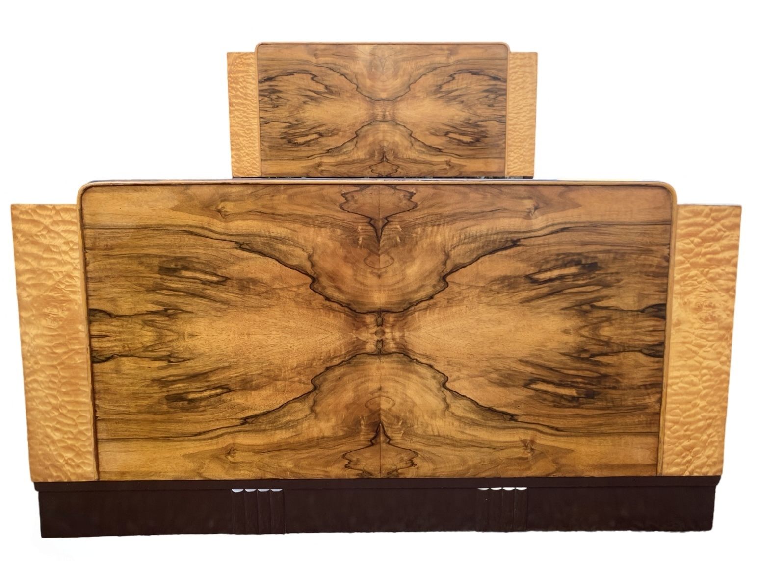 Art Deco Figured Walnut And Maple Double Bed photo Furniture