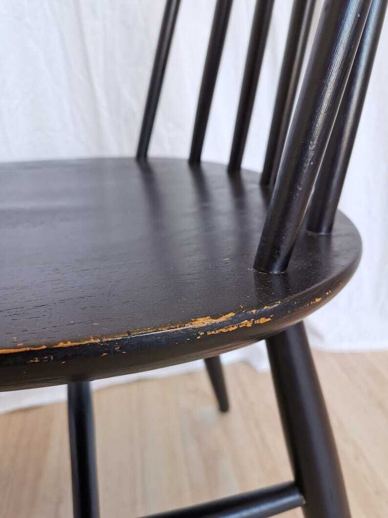 Set Of 2 Vintage Black Wooden Dining Chairs In Ilmari Tapiovaara Style / Stol Kamnik 1960s / Mid Century Dine Chair In Scandinavian Design photo 491.0