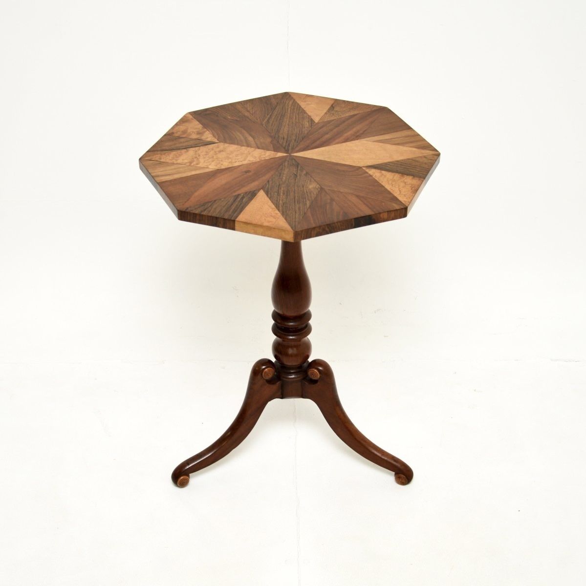 Antique Georgian Inlaid Walnut Snap Top Occasional Table photo furniture