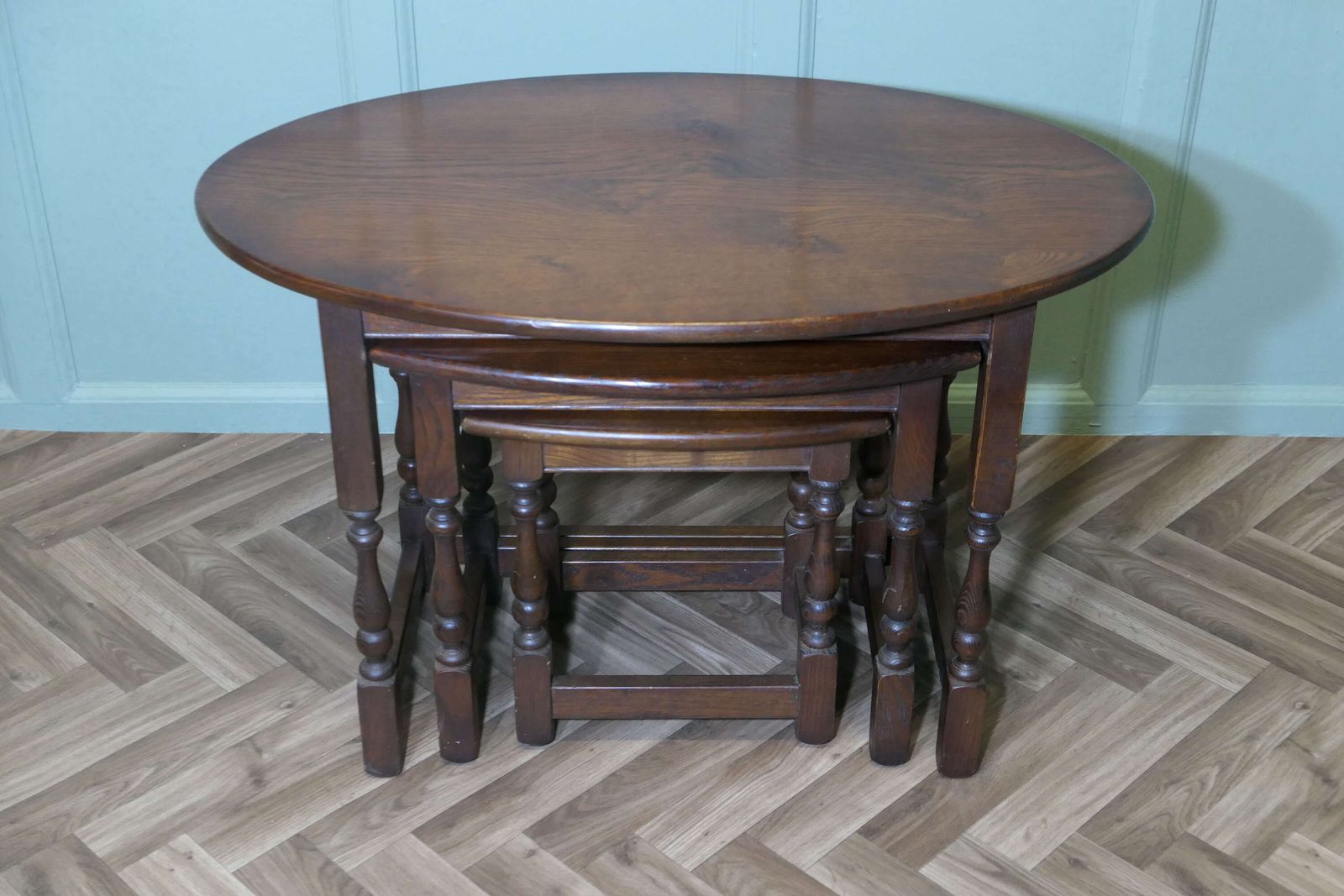 Oval Nest Of Tables In Oak By Old Charm photo for sale