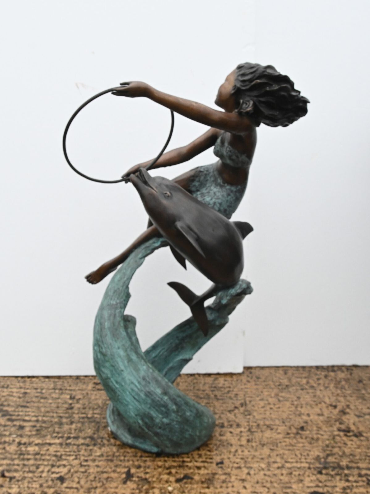photo furniture Art Nouveau Bronze Fountain Dolphin Girl Garden Casting