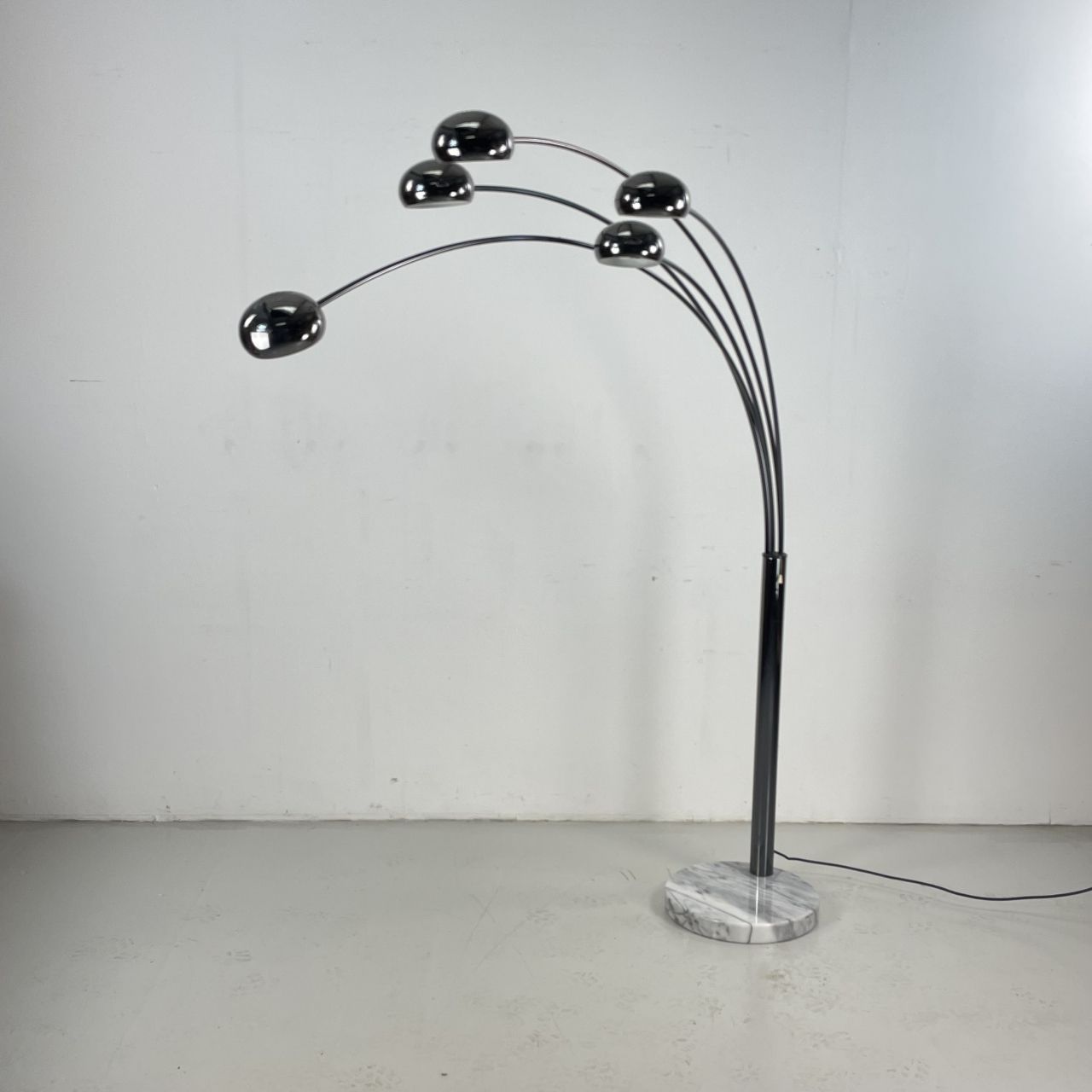 Midcentury Danish Bilka Multi Lamp Floor Light In Smoked Chrome With Marble Base photo furniture