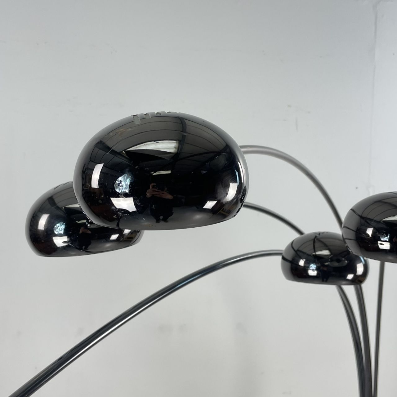 Midcentury Danish Bilka Multi Lamp Floor Light In Smoked Chrome With Marble Base photo Lighting