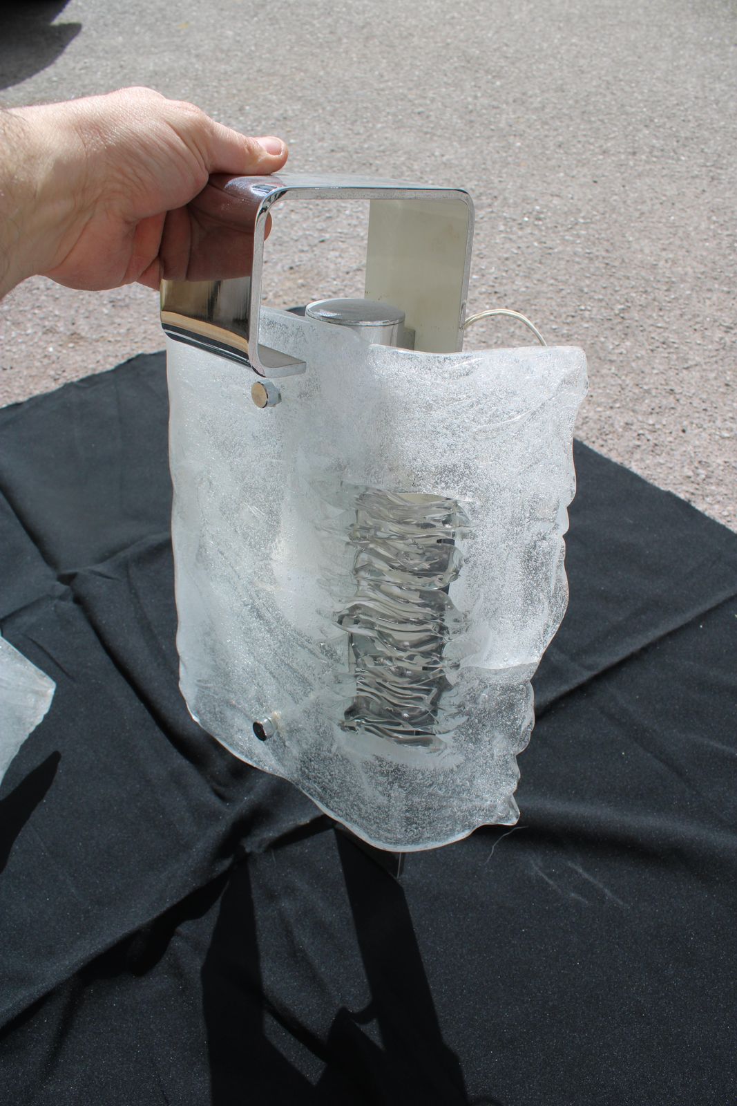 Pair Of Angelo Brotto Wall Lamps For Esperia 1970 Pulegoso Glass photo buy