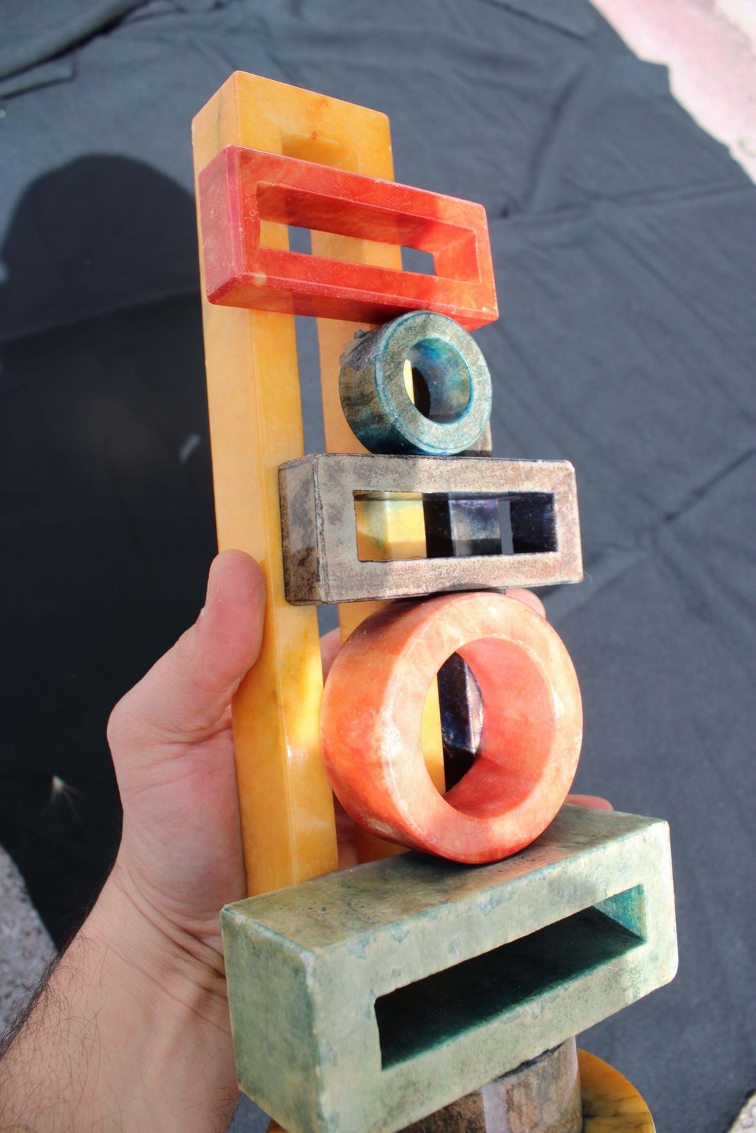 Abstract Colored Marble Sculpture Italy 1960 Geometric Figures photo 804.0