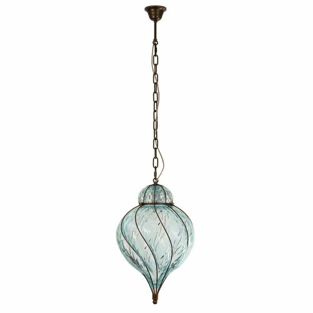 Venetian Lantern Lamp In Watercolor Coloured Pointed Blown Murano Glass, Italy, 1990s