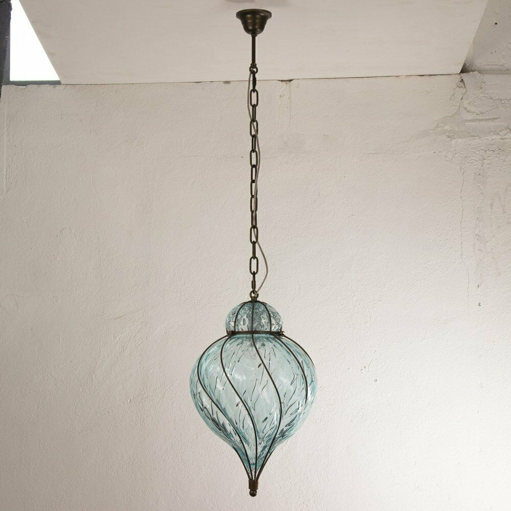 Venetian Lantern Lamp In Watercolor Coloured Pointed Blown Murano Glass, Italy, 1990s photo furniture