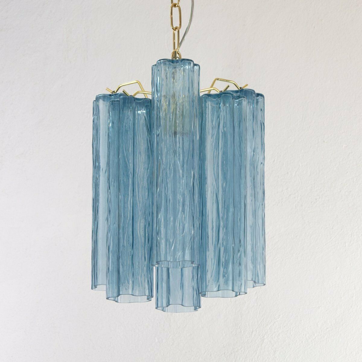 Tronchi Pendant Lamp In Blue Murano Glass, Vintage Style photo vinterior