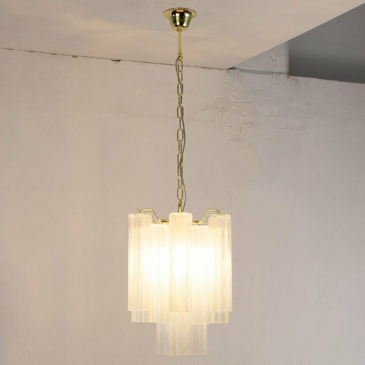 Murano Opal Glass Chandelier, Italy, Vintage Style photo for sale