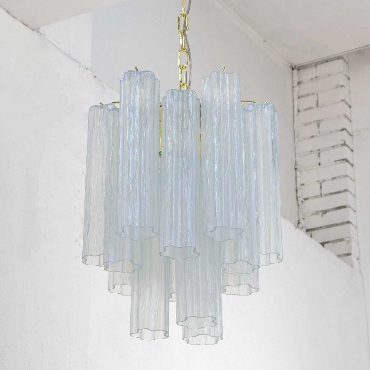 Murano Opal Glass Chandelier, Italy, Vintage Style photo Lighting