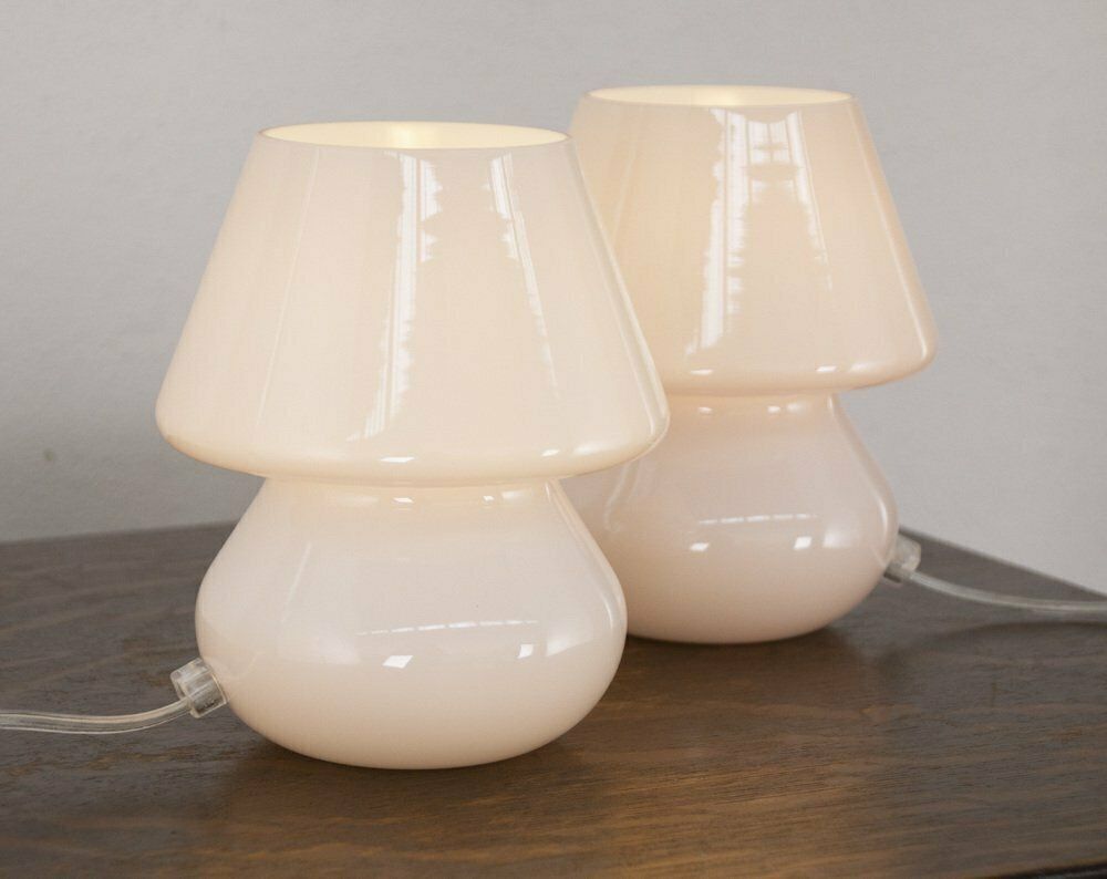 Italian Murano Glass Mushroom Lamps, 1990s, Set Of 2 photo 186.0