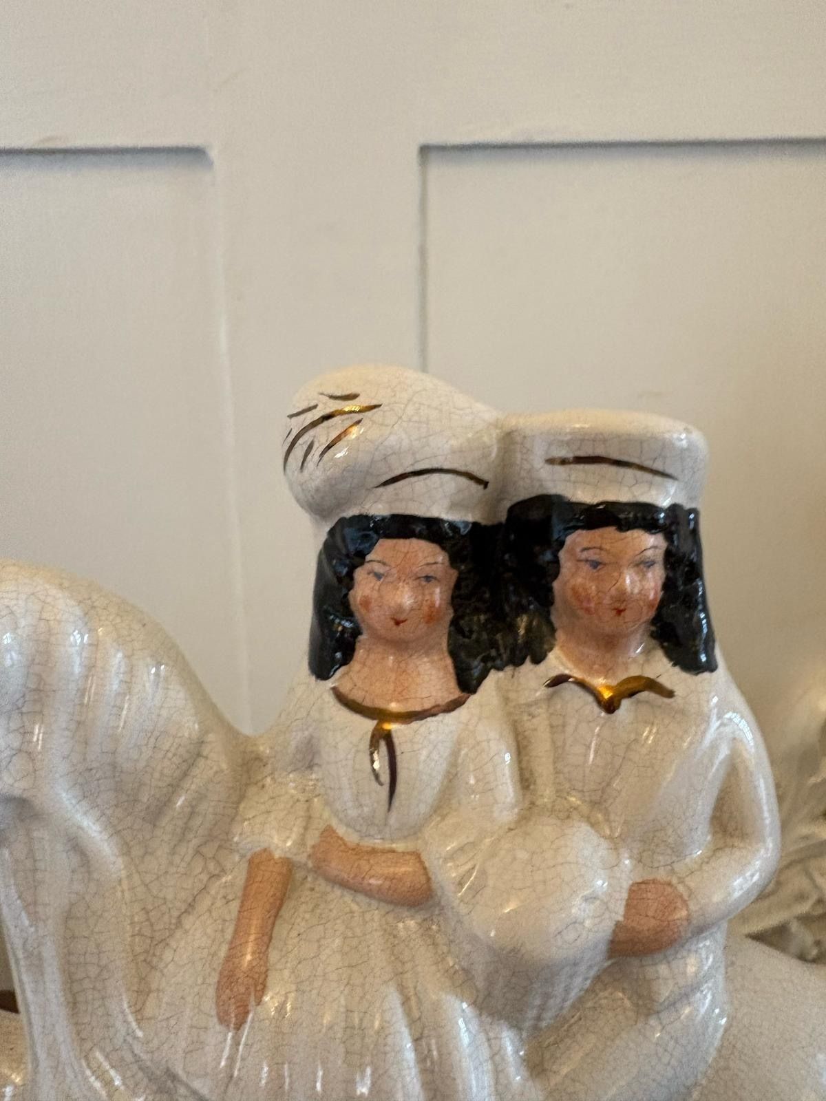 Pair Of Antique Staffordshire Flat Back Figures On Horseback photo vinterior