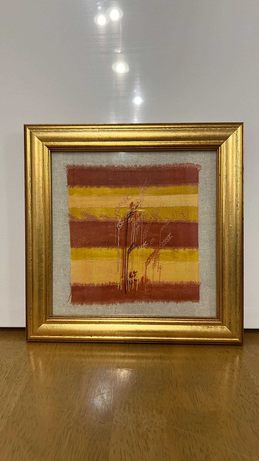 Vintage Framed Creative Embroidery 'Autumn Grasses' By Lida Wells photo furniture