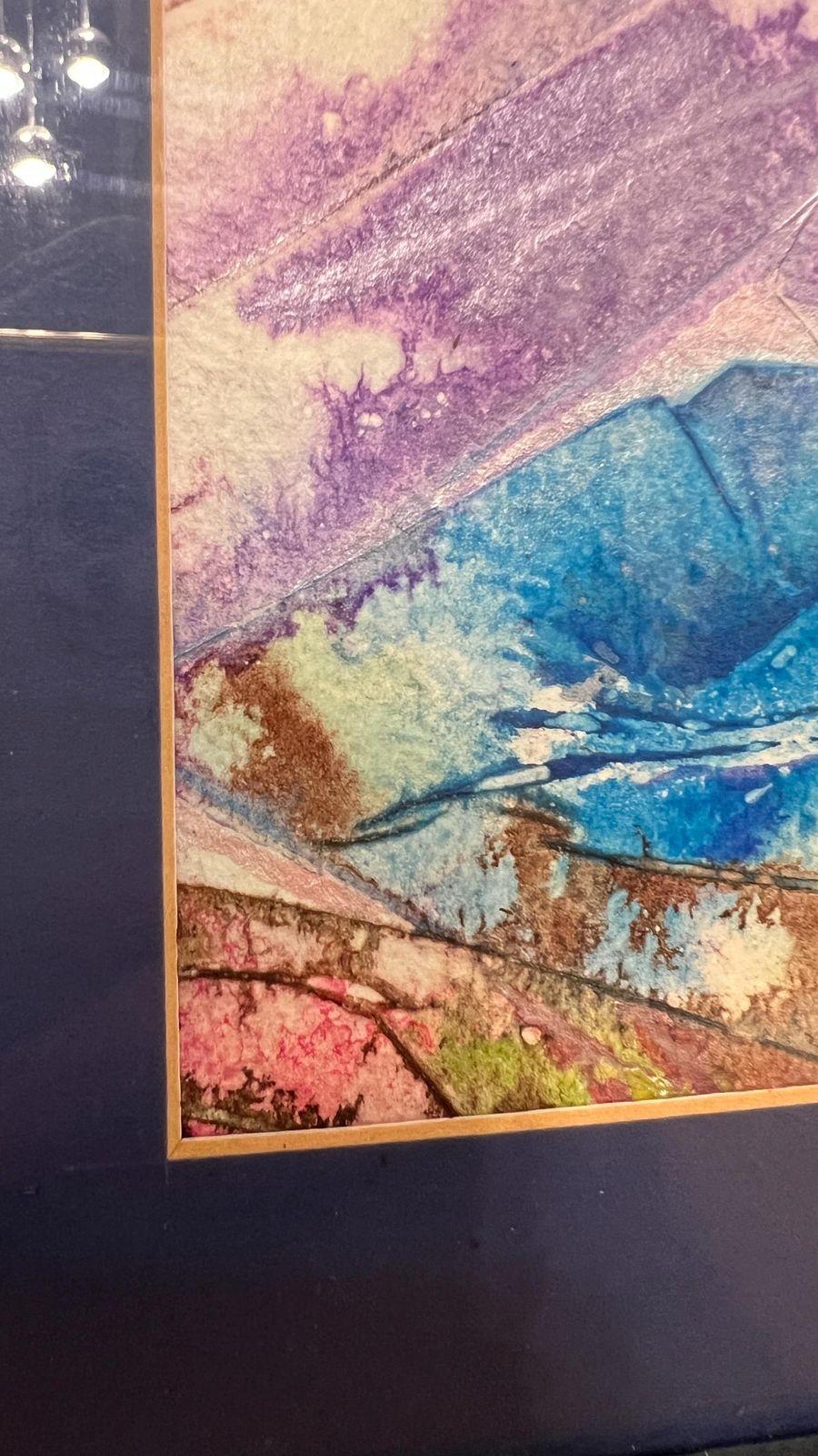 Framed Abstract Ink Artwork By Gill Clarke – Blue & Purple Tones photo Art