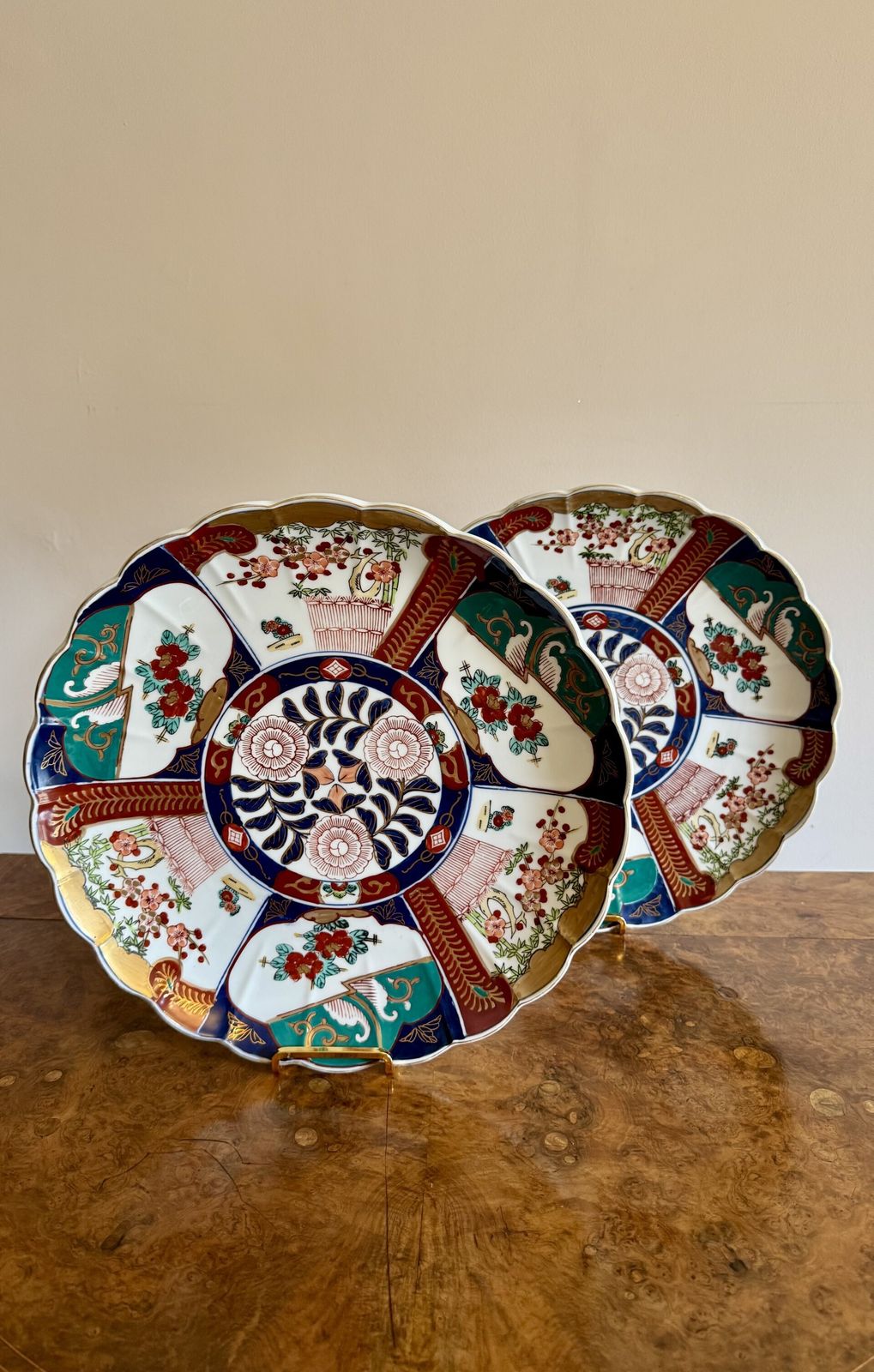 Quality Pair Of Antique Japanese Imari Chargers photo for sale
