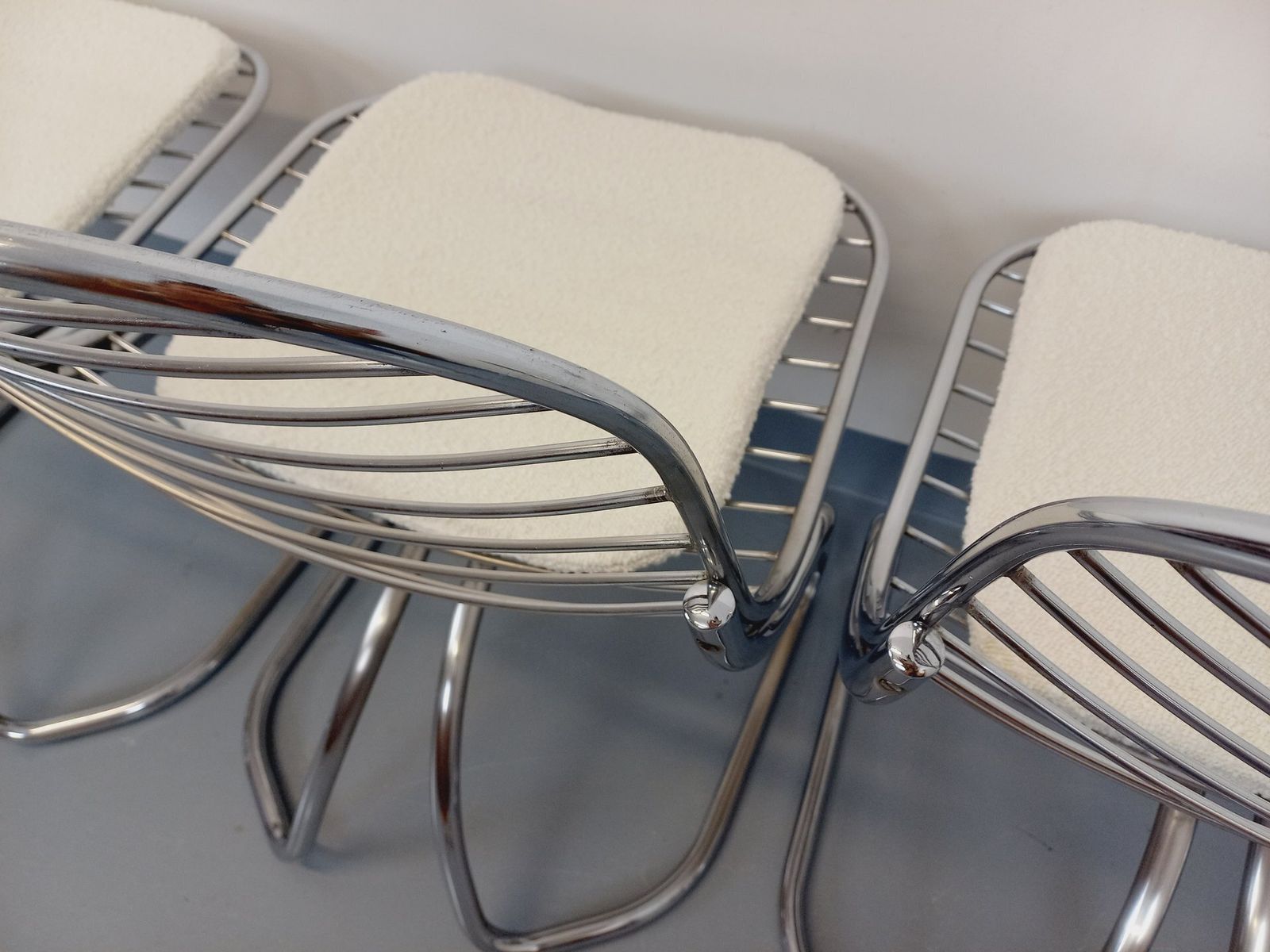 Furniture 4 Italian Gastone Rinaldi Chairs In Chromed Metal photo