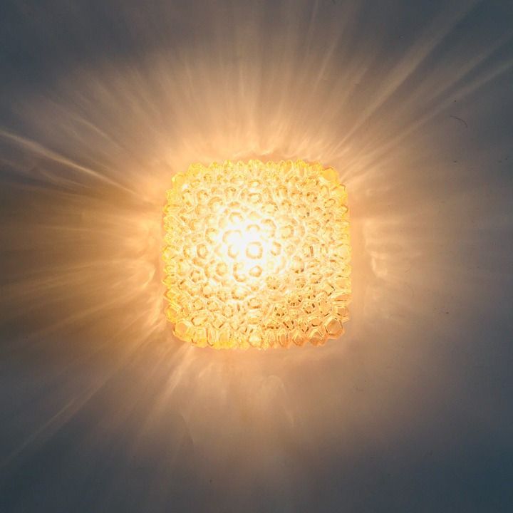 Mid Century Amber Bubbelglas Wandlamp Van Helena Tynell Voor Limburg, Duitsland, Jaren 1970 photo vinterior