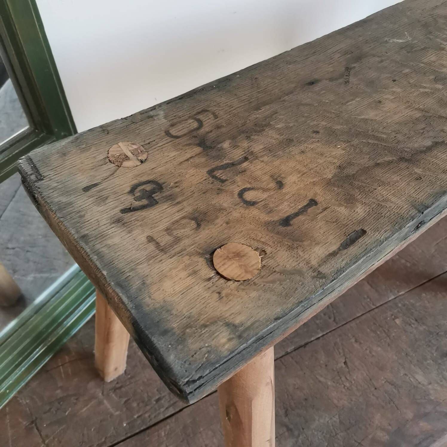 Vintage Rustic Antique Parlour Table – Handmade Hardwood Display Bench From Oak Barrel, Unique Farmhouse Charm & Timeless Craftsmanship photo Furniture