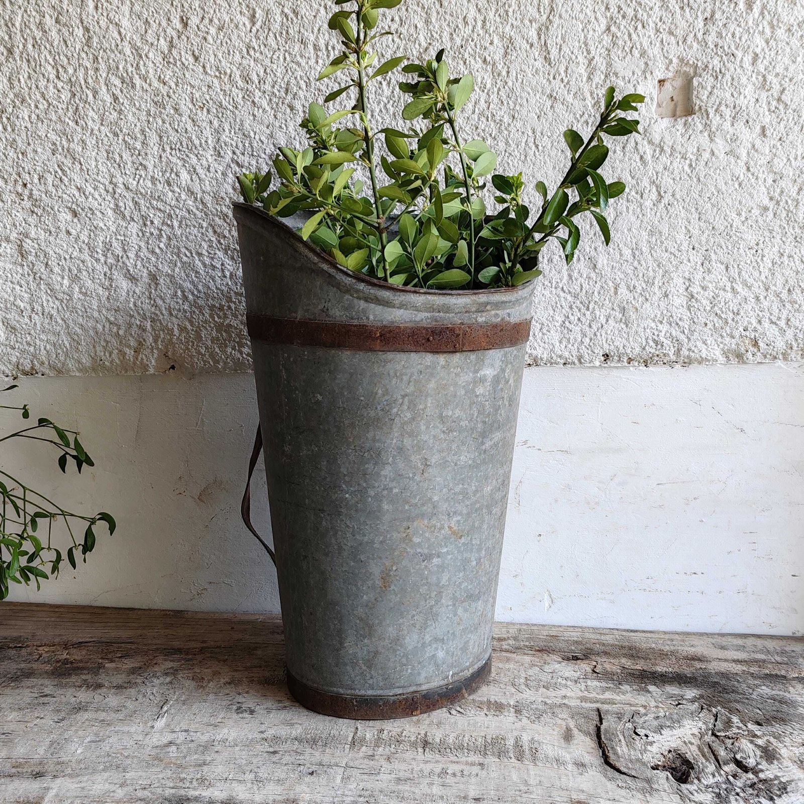 Antique Zinc Grape Hod Rare Handcrafted Harvest Bucket, Hungarian Winemaking Tool, Rustic Farmhouse Decor, Perfect Planter Collector’s Piece