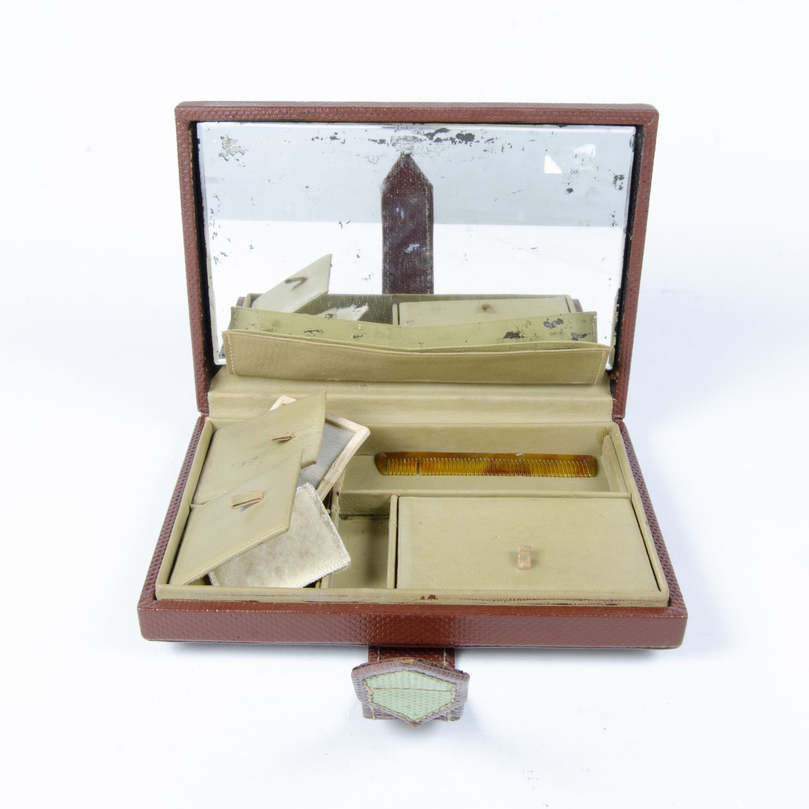Mid 20th Century Modern Compact Leather Makeup/Vanity Wallet With Mirror By Hermès Paris, France photo 1100.0