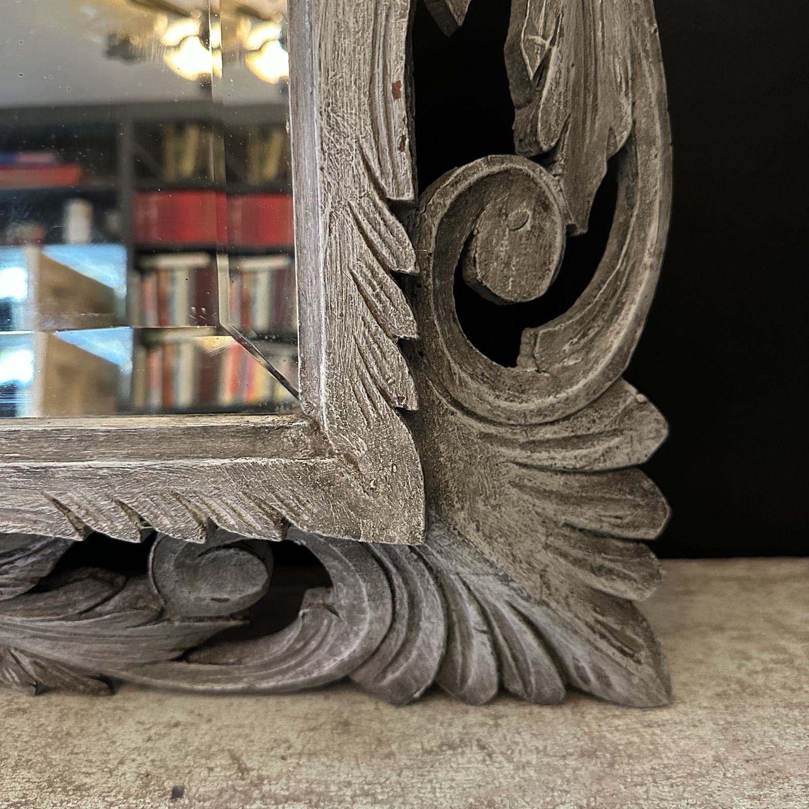 Imposing French Antique Overmantel Mirror – Henri II Oak Frame, 1870, Paris Find photo 995.0