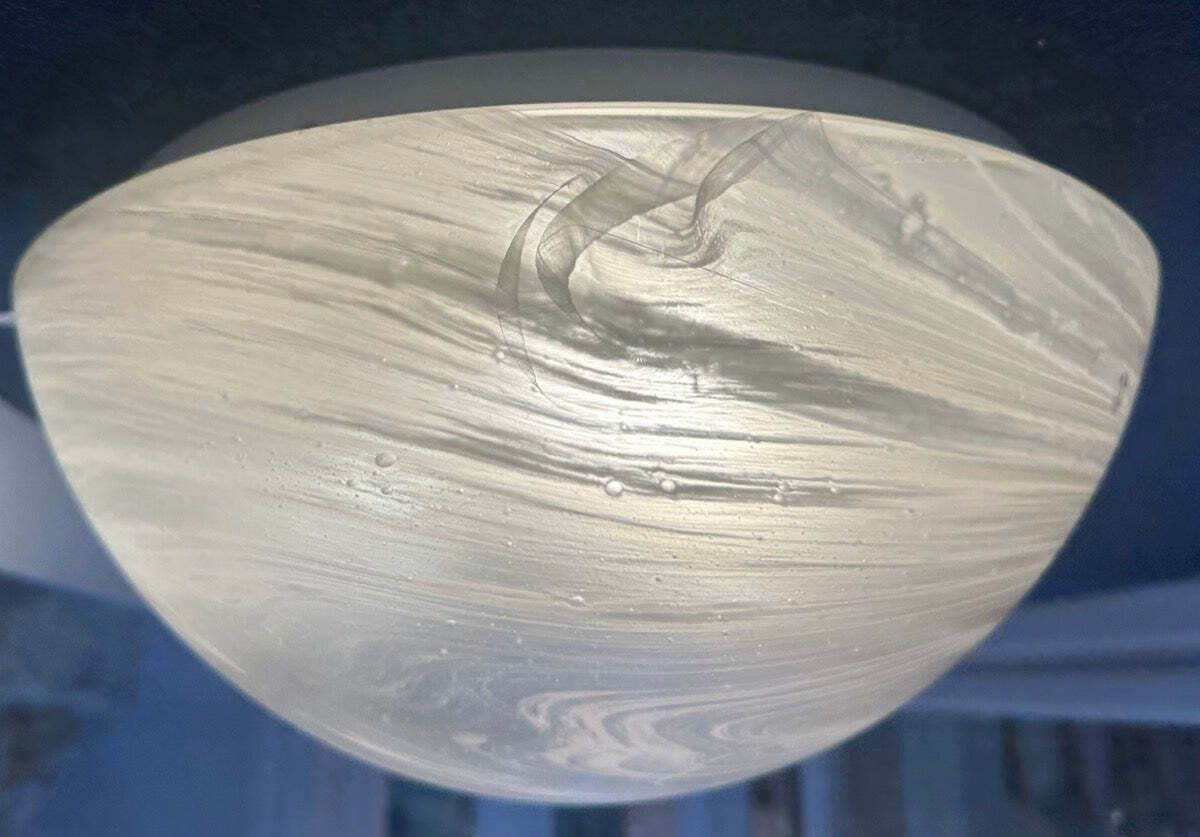 Large 1970s German Peill & Putzler Frosted Domed Glass Flush Mount Ceiling Light.  10 Available photo furniture