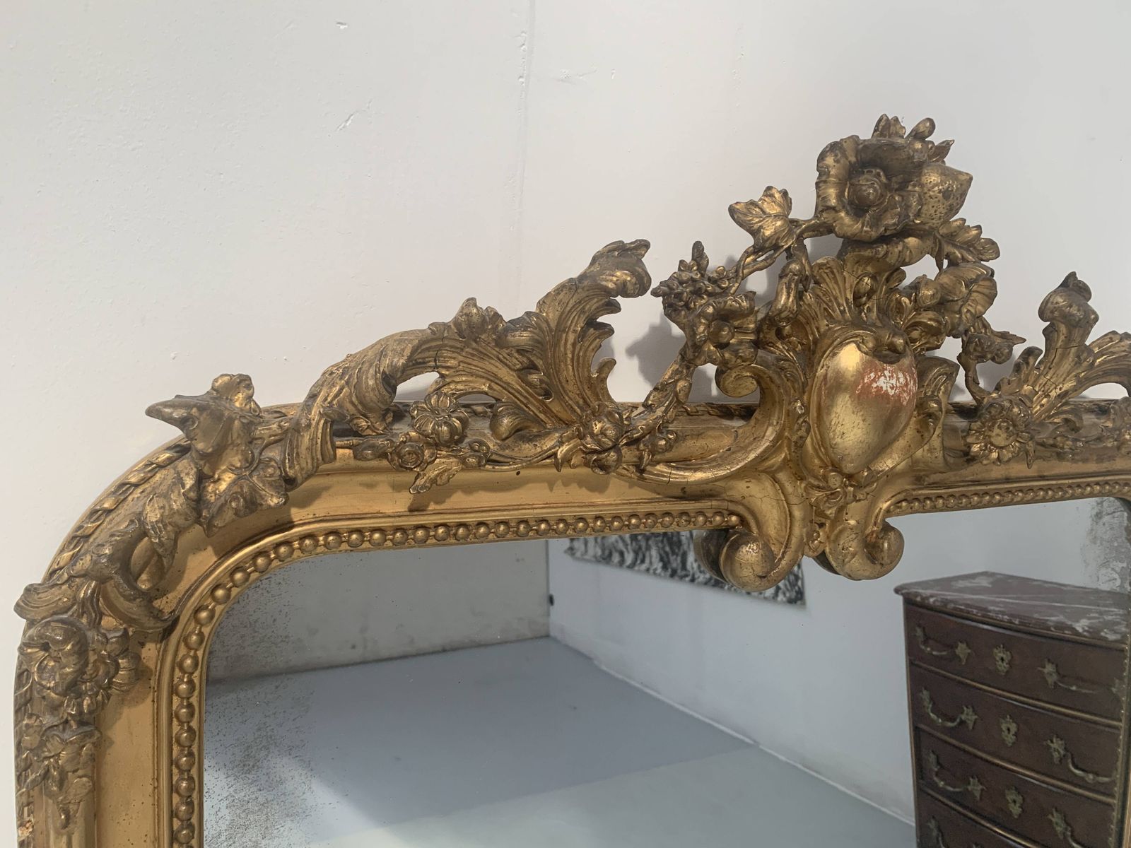 photo buy Louis XV Style Mirror In Wood And Gilded Stucco, 19th Century
